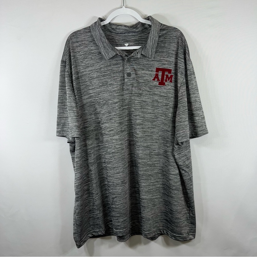 Texas A&M College Fanatics Polo Collared Gray Shirt size 3XL